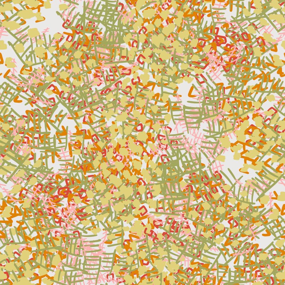 Fantasy messy freehand doodle geometric shapes seamless pattern.  Infinity ditsy scribble abstract card, layout. Creative background. Textile, fabric, wrapping paper. vector