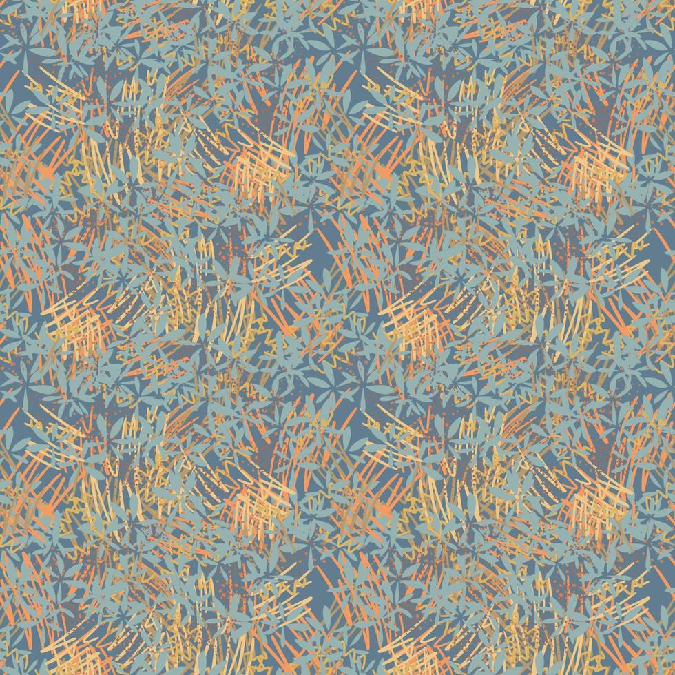 Fantasy messy freehand doodle geometric shapes seamless pattern.  Infinity ditsy scribble abstract card, layout. Creative background. Textile, fabric, wrapping paper. vector