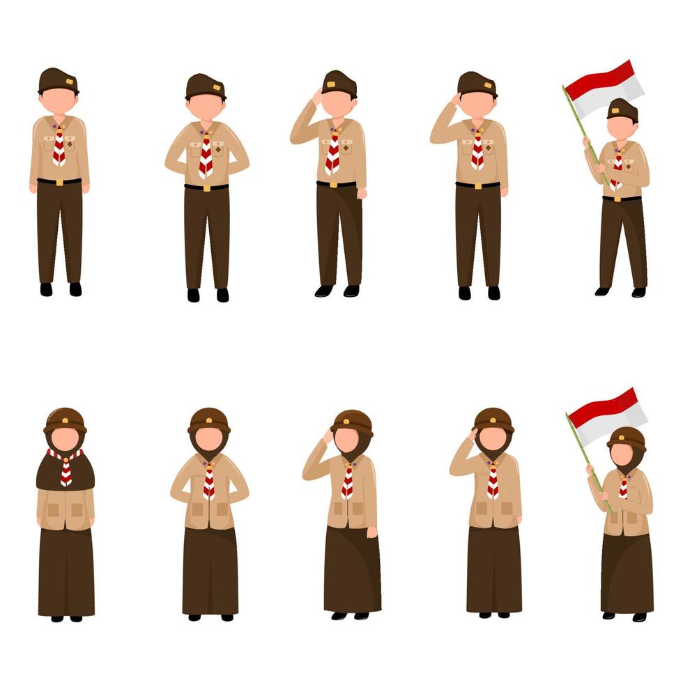 Set of indonesian scouts vector