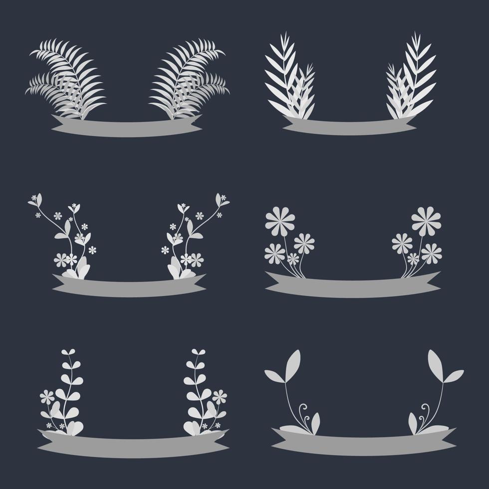 Set of ribbon with plants vector