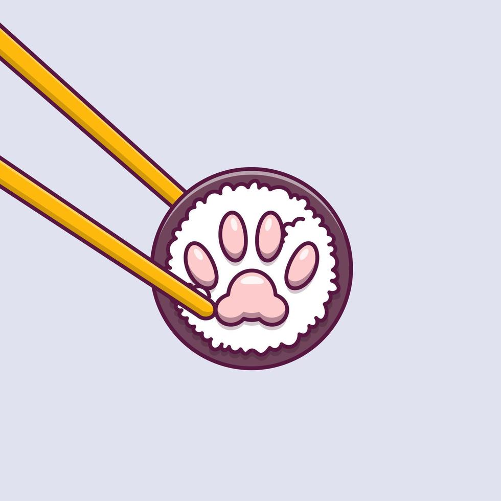 Cute cat paws sushi vector concept