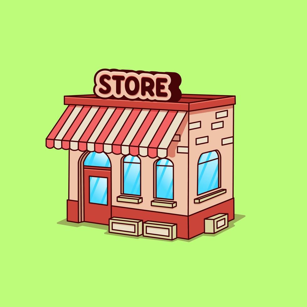 Small store isometric cartoon vector illustration