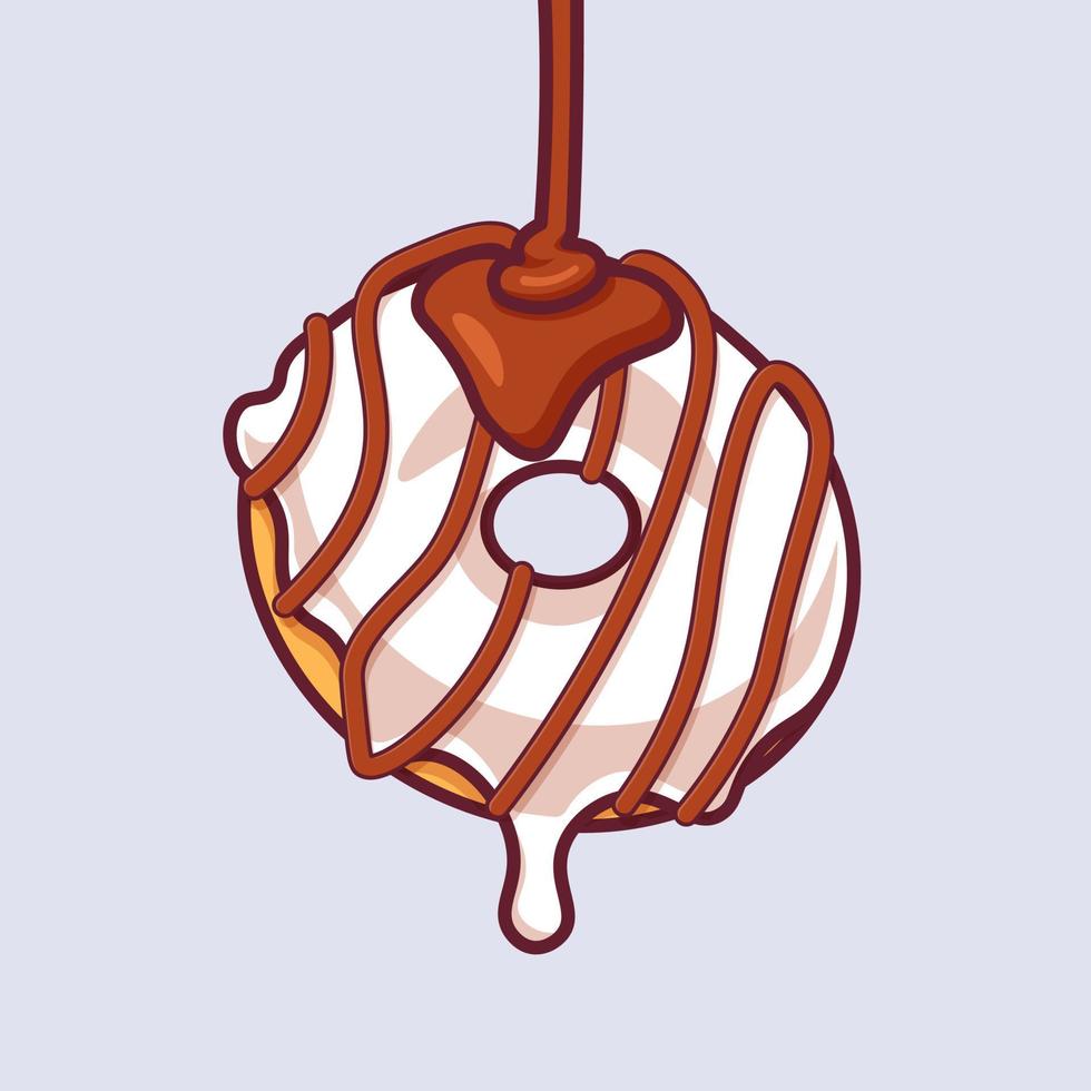 white jam donuts float in pouring melted chocolate jam vector