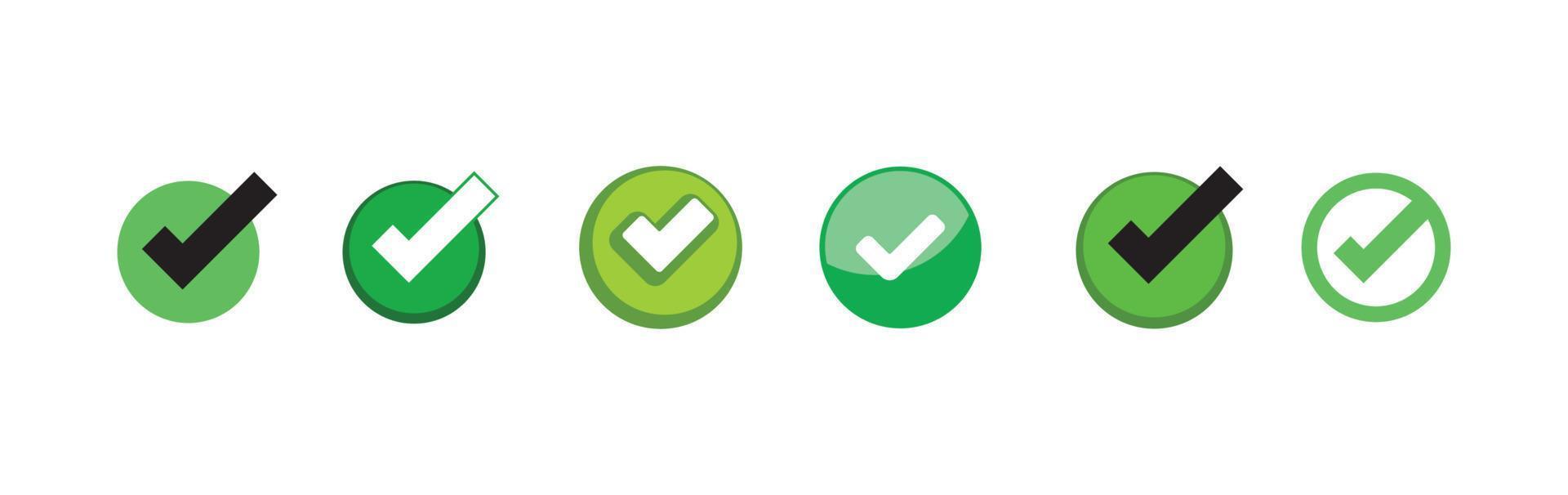 iconos de marca de verificación. aprobación de la marca verde. vector