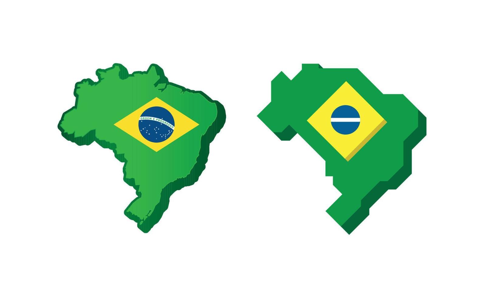 Brazilian map with flag of Brazil. vector