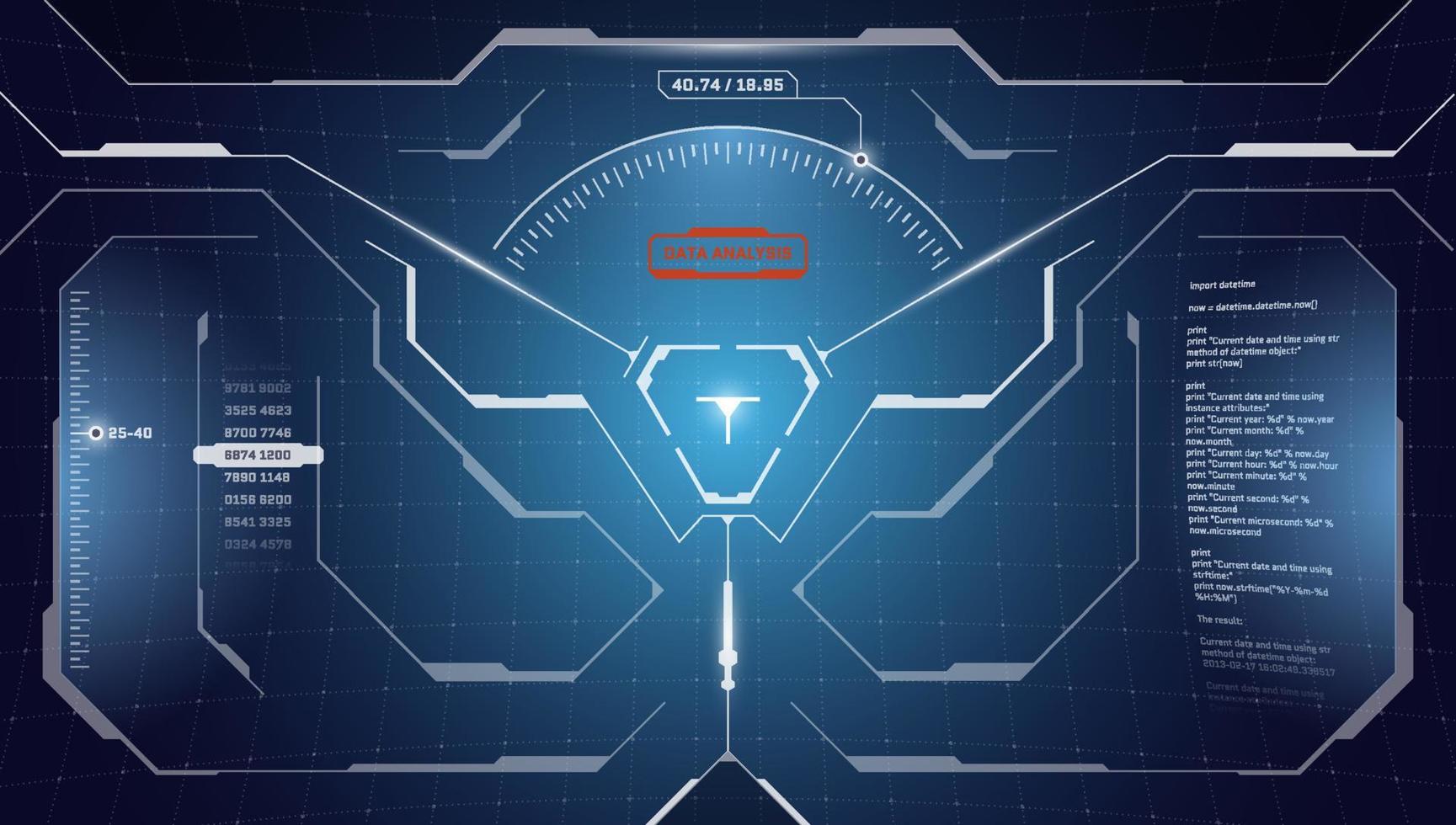 diseño de pantalla ciberpunk de interfaz futurista digital vr hud. visualización frontal de tecnología de realidad virtual de ciencia ficción. panel de control de tecnología gui ui. visor de visor binocular fui. pasos vectoriales vector