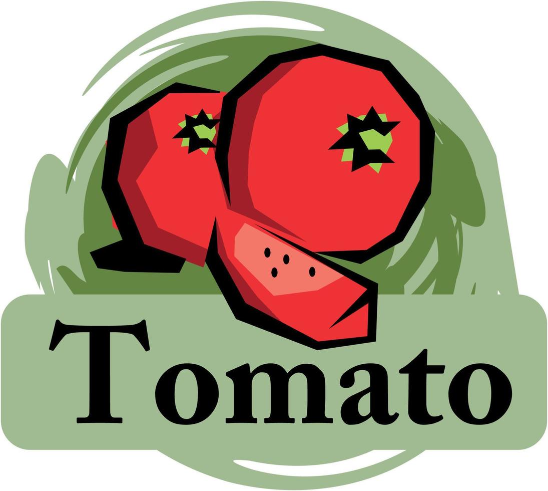 logotipo de tomate con trazos de tinta abstractos como fondo vector