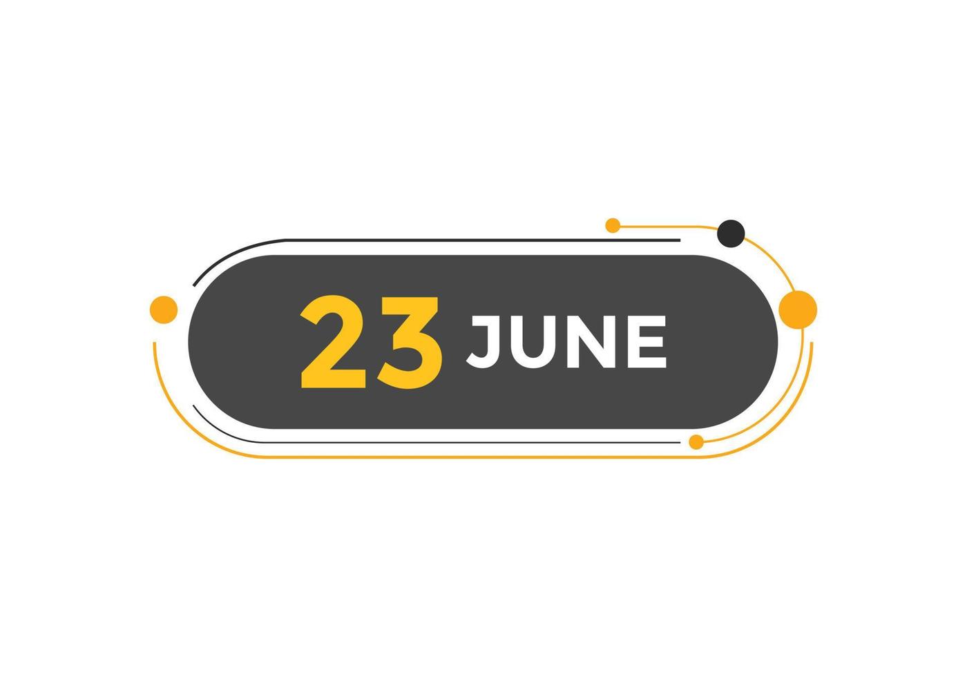 june 23 calendar reminder. 23th june daily calendar icon template. Calendar 23th june icon Design template. Vector illustration