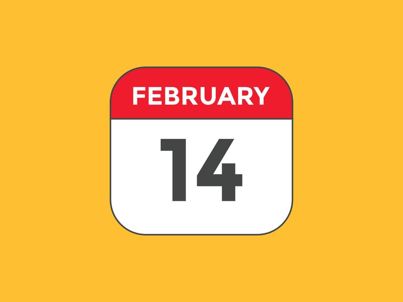 february 14 calendar reminder. 14th february daily calendar icon template. Calendar 14th february icon Design template. Vector illustration