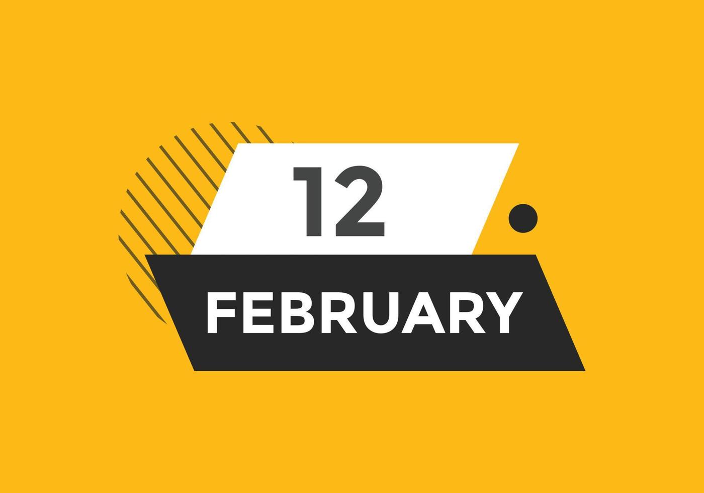 Recordatorio del calendario del 12 de febrero. Plantilla de icono de calendario diario del 12 de febrero. plantilla de diseño de icono de calendario 12 de febrero. ilustración vectorial vector