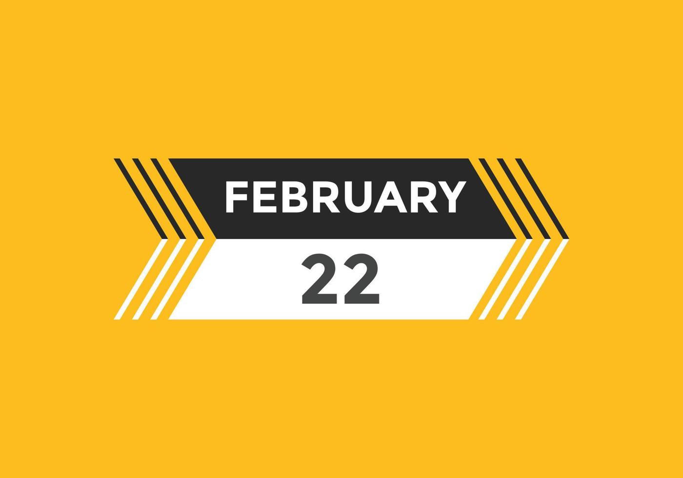 february 22 calendar reminder. 22th february daily calendar icon template. Calendar 22th february icon Design template. Vector illustration
