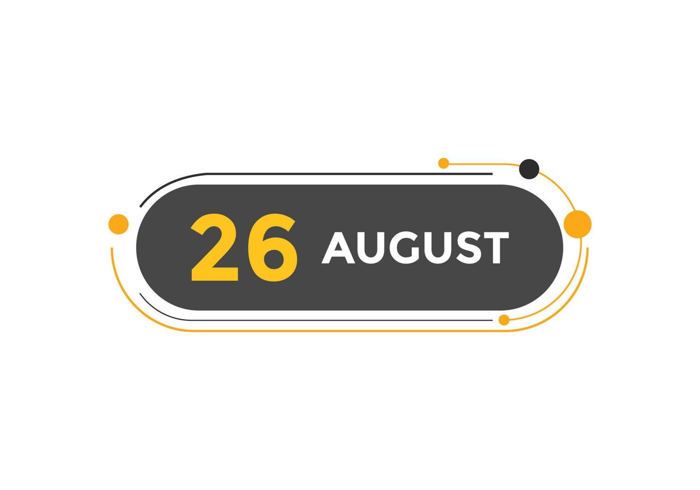 Recordatorio del calendario del 26 de agosto. Plantilla de icono de calendario diario del 26 de agosto. plantilla de diseño de icono de calendario 26 de agosto. ilustración vectorial vector