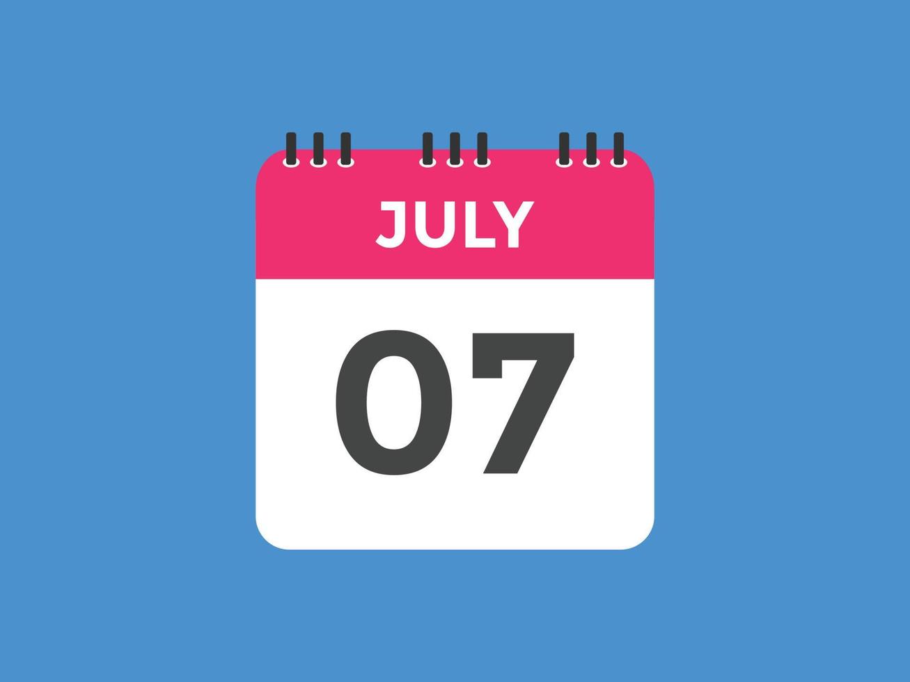 july 7 calendar reminder. 7th july daily calendar icon template ...