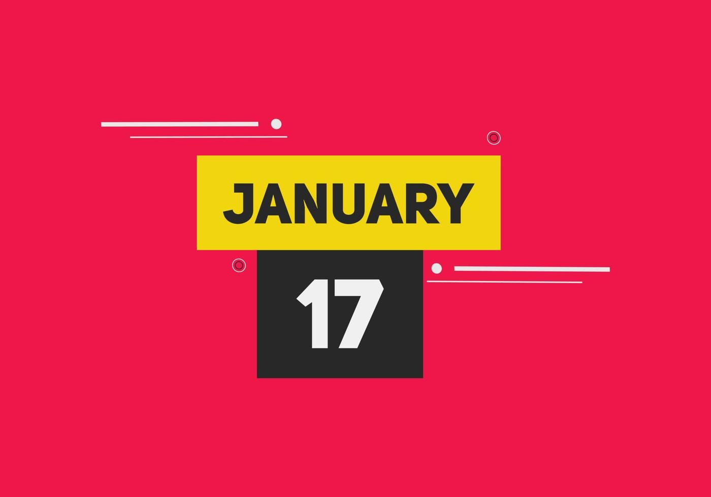 Recordatorio del calendario del 17 de enero. Plantilla de icono de calendario diario del 17 de enero. plantilla de diseño de icono de calendario 17 de enero. ilustración vectorial vector
