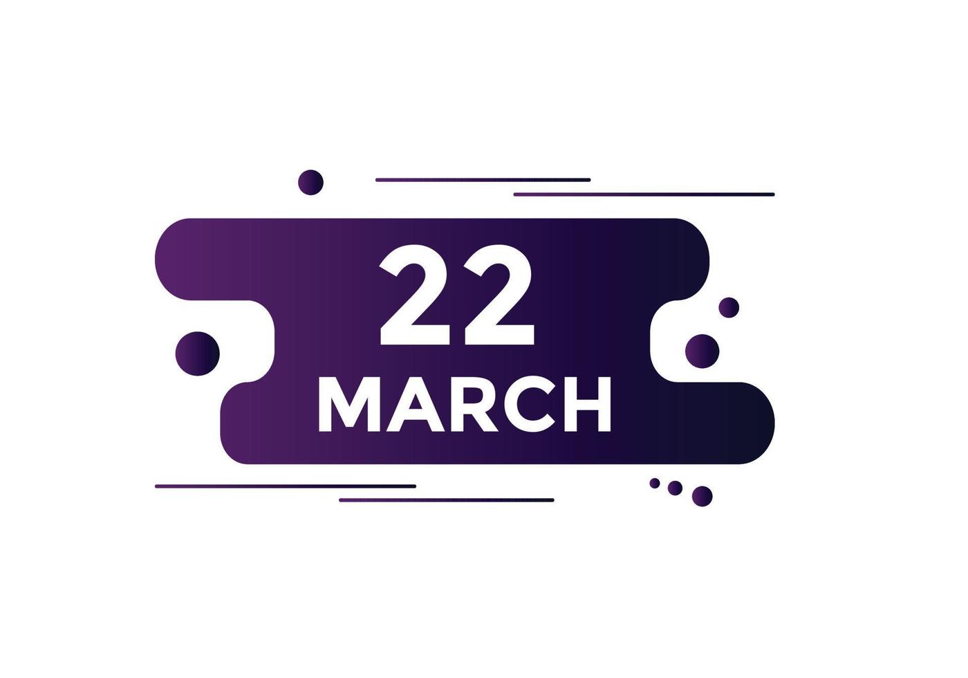 march 22 calendar reminder. 22th march daily calendar icon template. Calendar 22th march icon Design template. Vector illustration