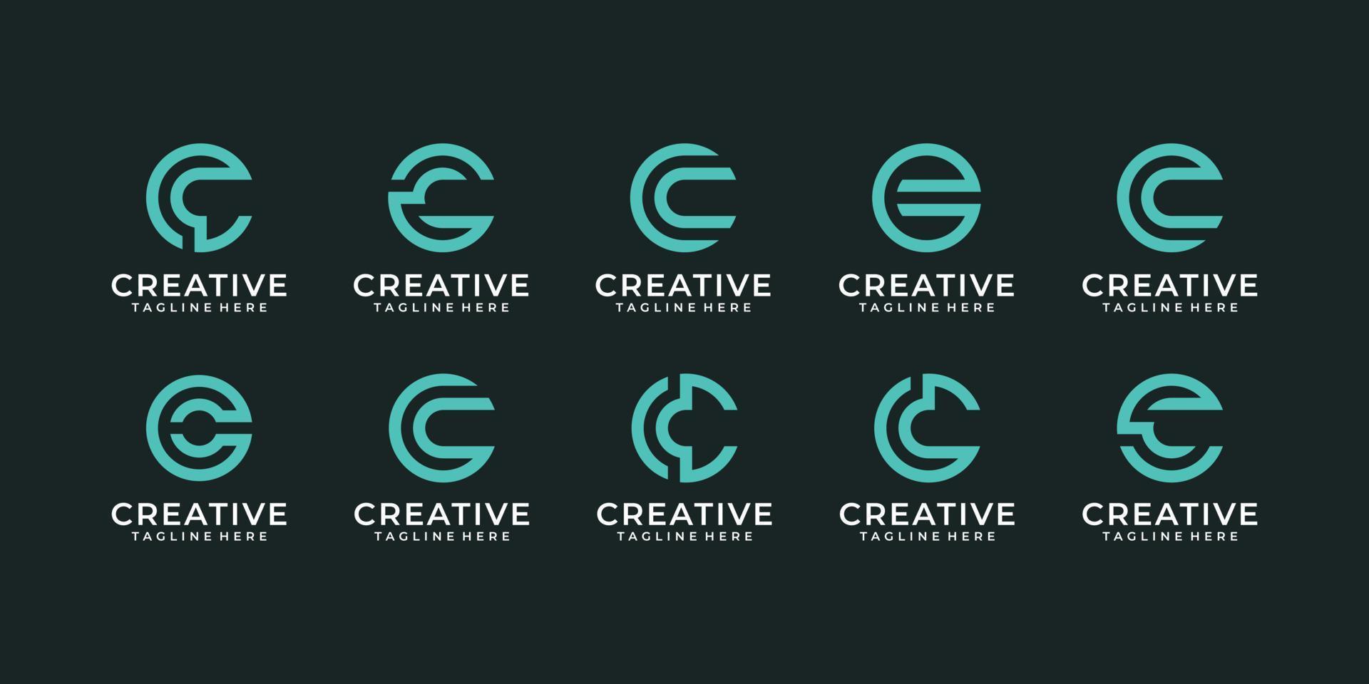 conjunto de plantilla de colección de diseño de logotipo de letra c inicial creativa. iconos para negocios de lujo, elegantes, simples. vector