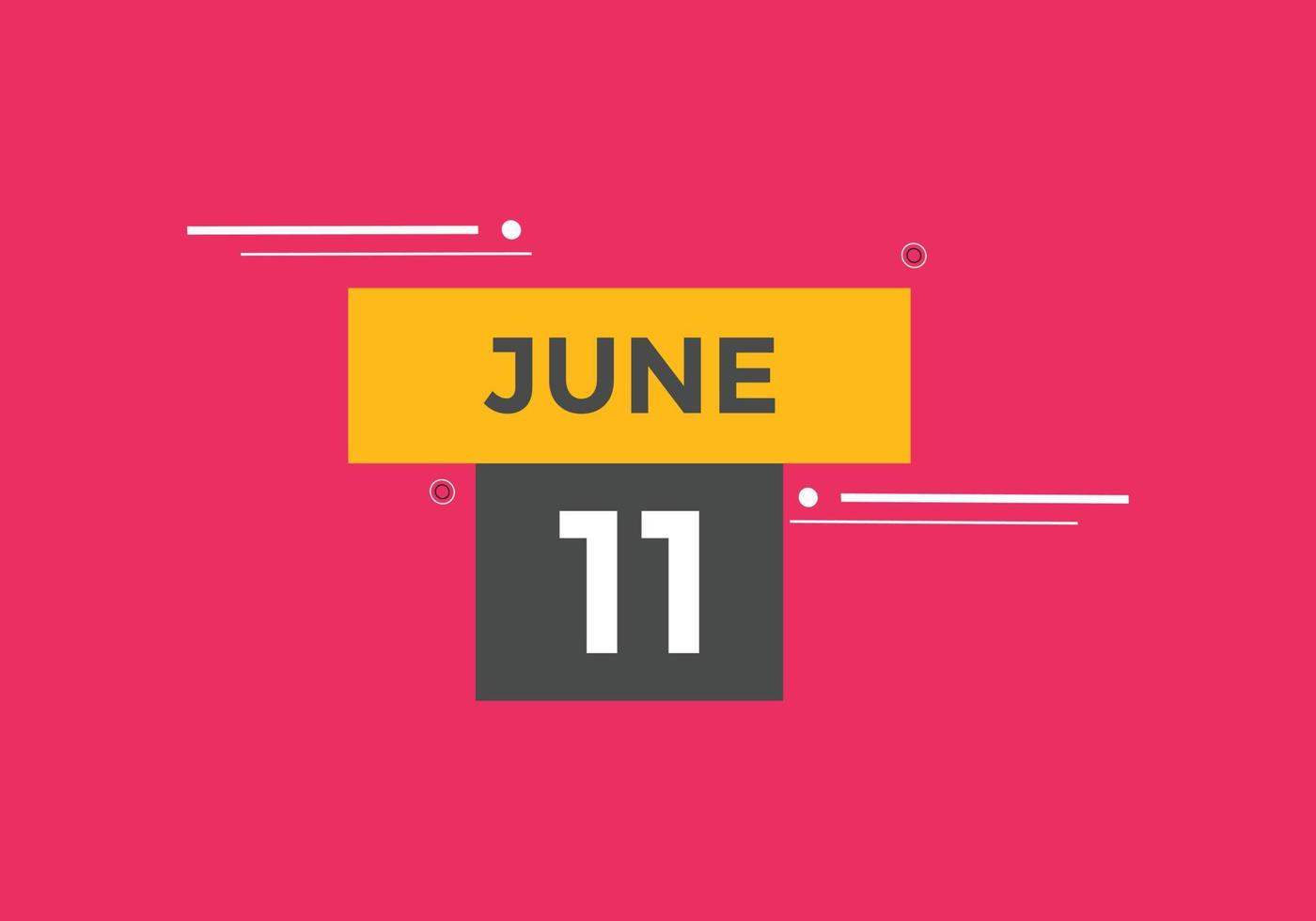 june 11 calendar reminder. 11th june daily calendar icon template. Calendar 11th june icon Design template. Vector illustration