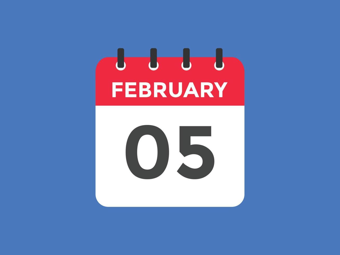Recordatorio del calendario del 5 de febrero. Plantilla de icono de calendario diario del 5 de febrero. plantilla de diseño de icono de calendario 5 de febrero. ilustración vectorial vector