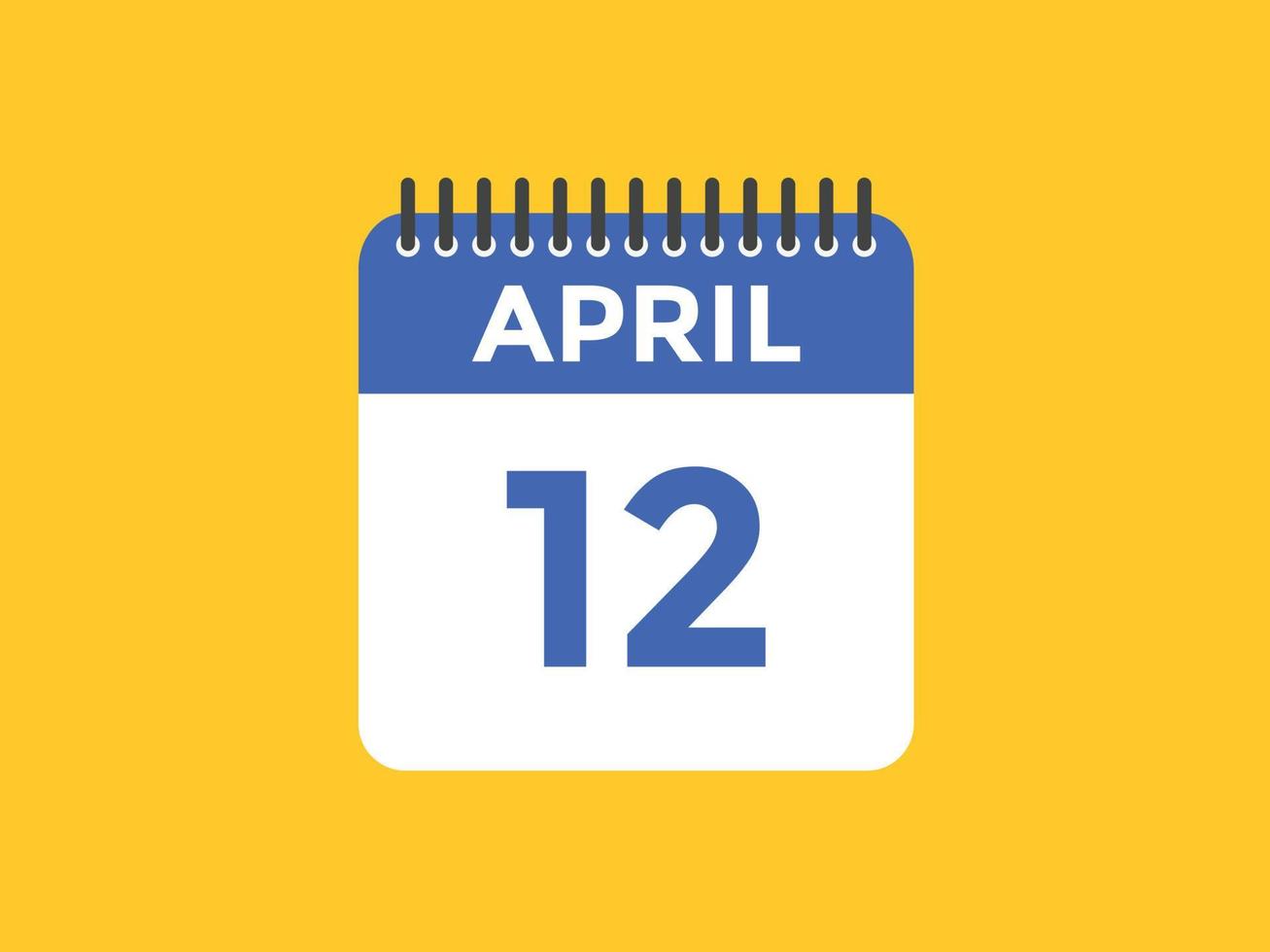 Recordatorio del calendario del 12 de abril. Plantilla de icono de calendario diario del 12 de abril. calendario 12 de abril plantilla de diseño de iconos. ilustración vectorial vector
