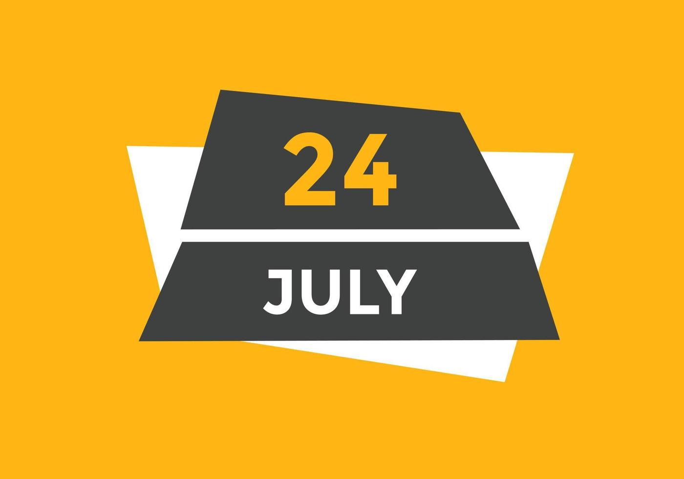 july 24 calendar reminder. 24th july daily calendar icon template. Calendar 24th july icon Design template. Vector illustration