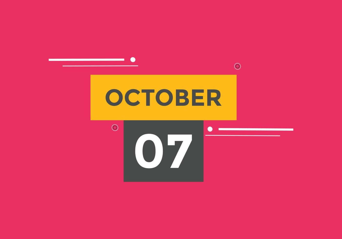 october 7 calendar reminder. 7th october daily calendar icon template. Calendar 7th october icon Design template. Vector illustration