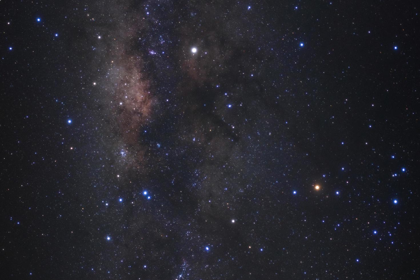 Close-up of Milky way galaxy with stars and space dust in the universe, Long exposure photograph, with grain. photo