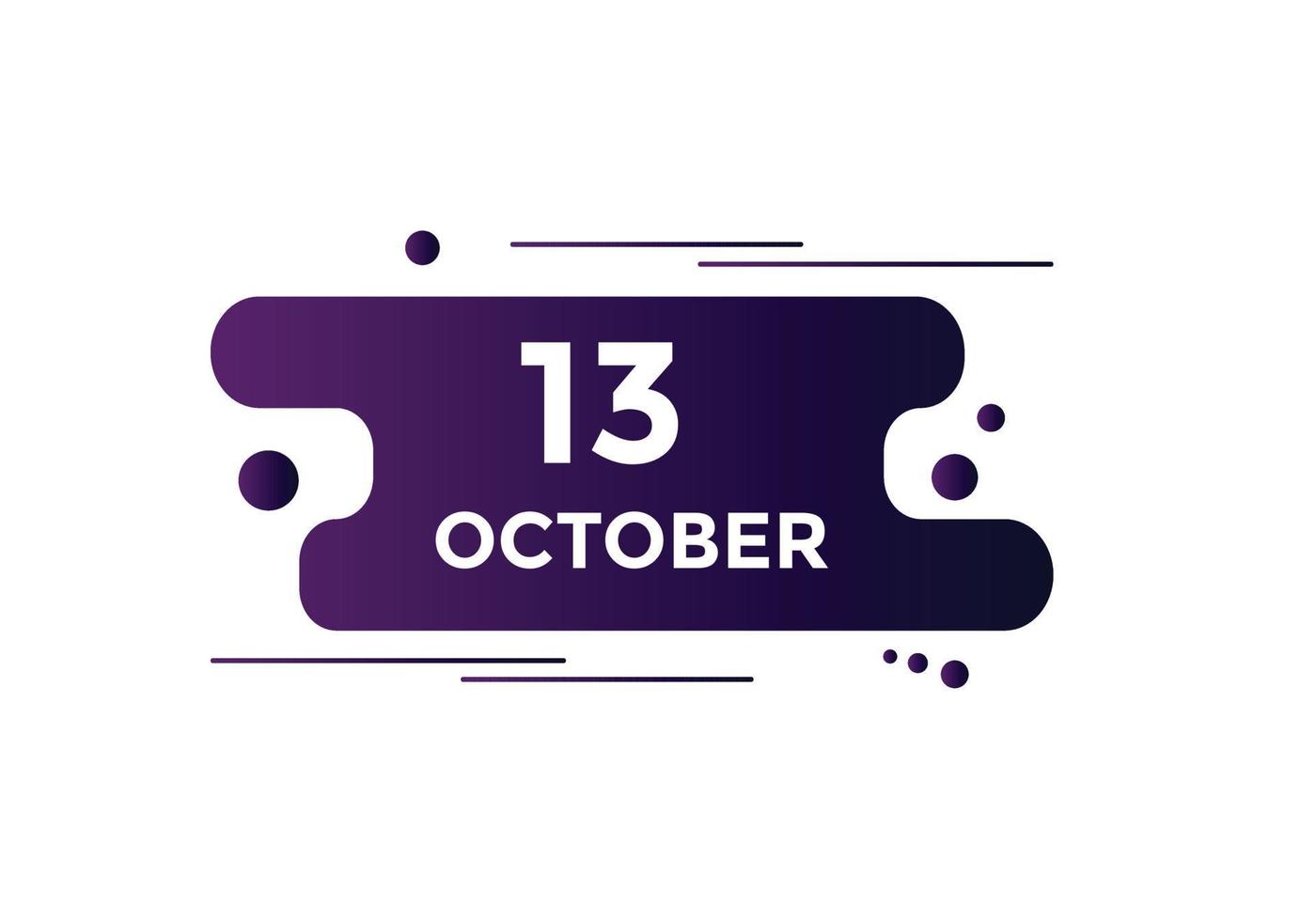 october 13 calendar reminder. 13th october daily calendar icon template. Calendar 13th october icon Design template. Vector illustration