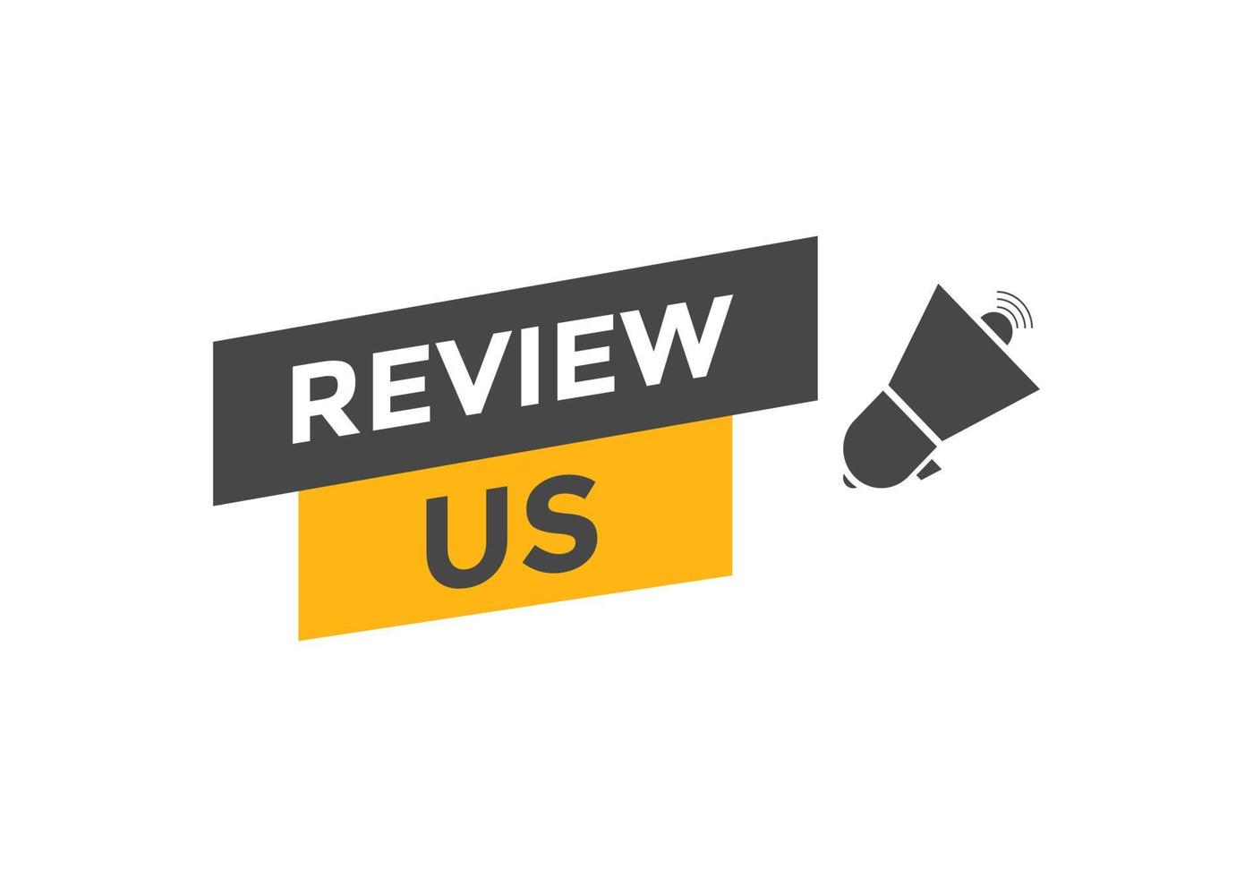 Review us Start now button. Review us User rating social banner promotion. Review Us text social media template vector