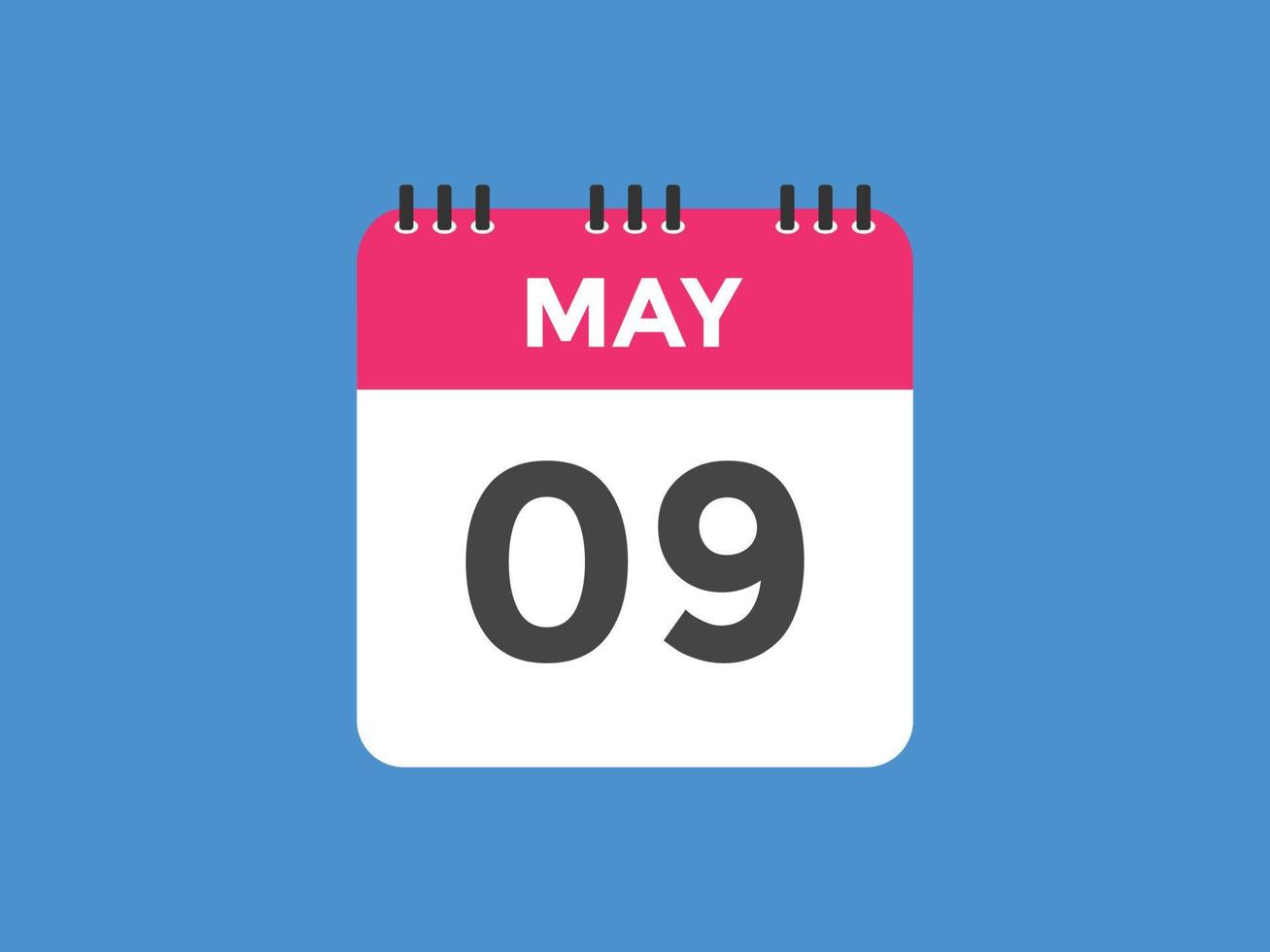 may 9 calendar reminder. 9th may daily calendar icon template. Calendar 9th may icon Design template. Vector illustration