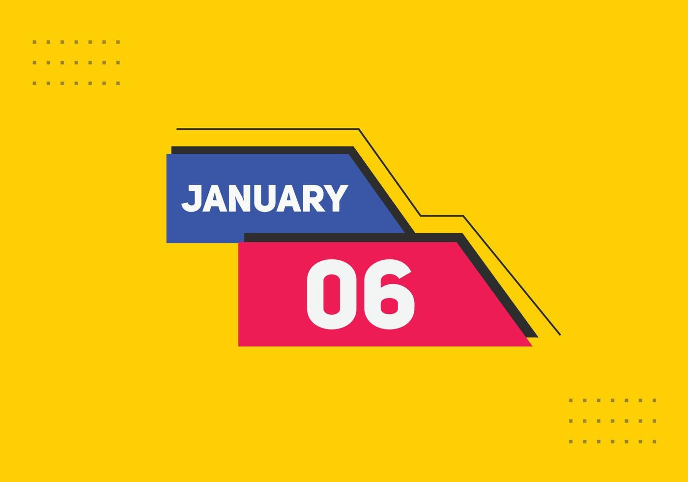 january 6 calendar reminder. 6th january daily calendar icon template. Calendar 6th january icon Design template. Vector illustration