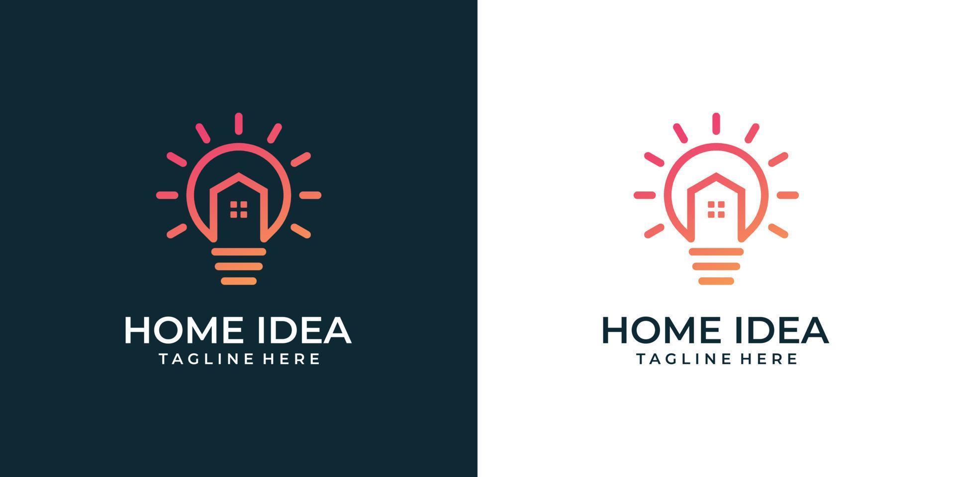 Home idea bulb lamp gradient logo design inspiration. vector