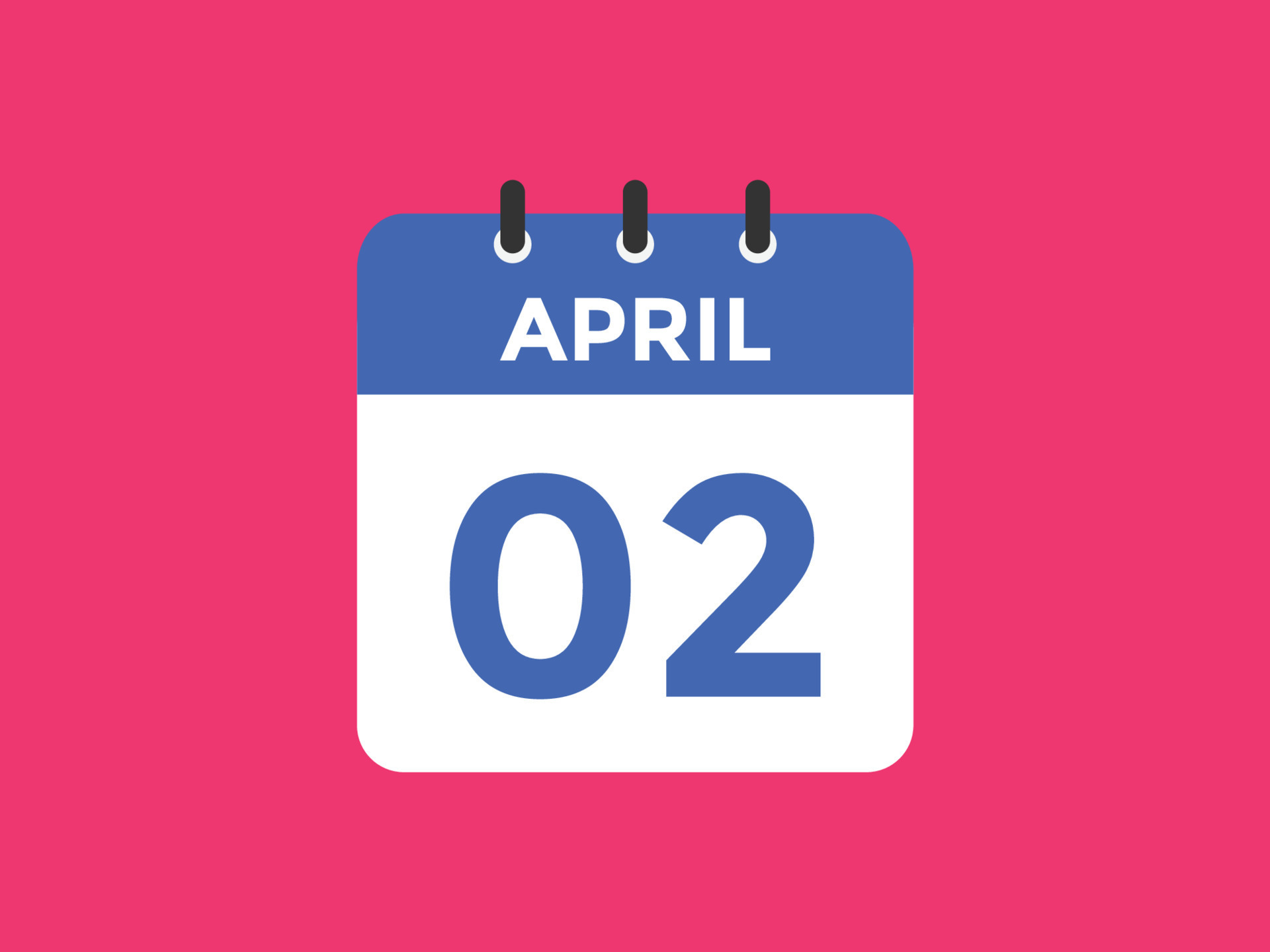 Recordatorio del calendario del 2 de abril. Plantilla de icono de calendario diario del 2 de