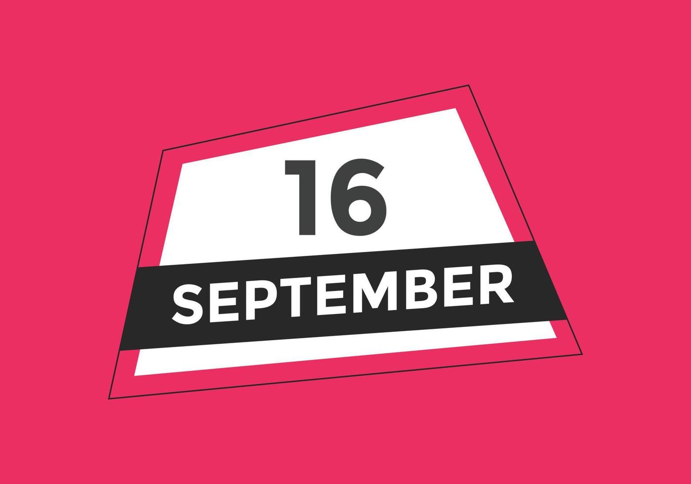 september 16 calendar reminder. 16th september daily calendar icon template. Calendar 16th september icon Design template. Vector illustration