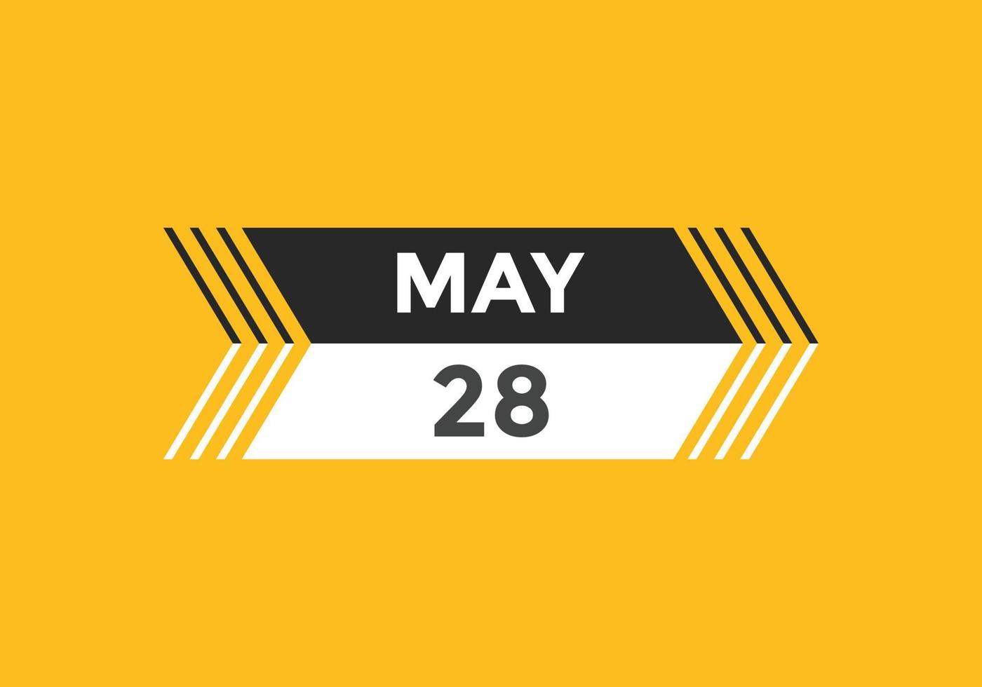 may 28 calendar reminder. 28th may daily calendar icon template. Calendar 28th may icon Design template. Vector illustration