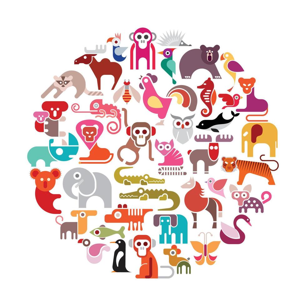 Animal Round Vector Illustration