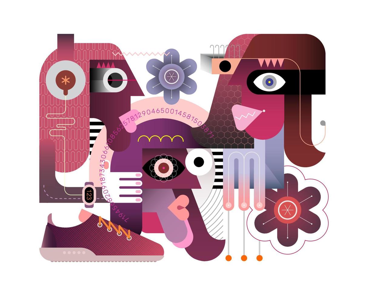 Three People vector illustration