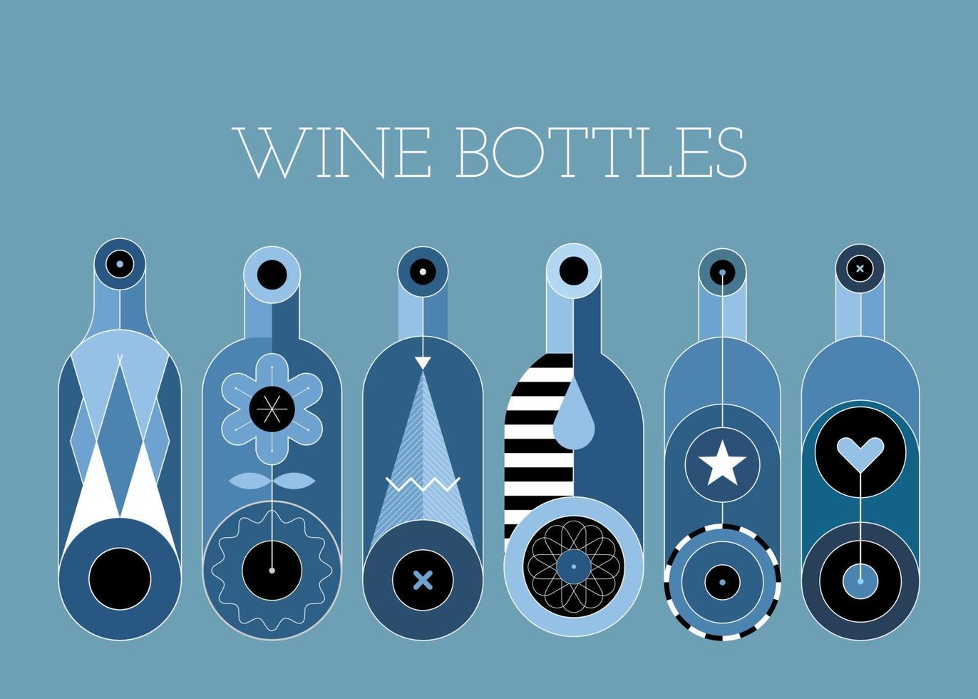 Wine Bottles Blue vector