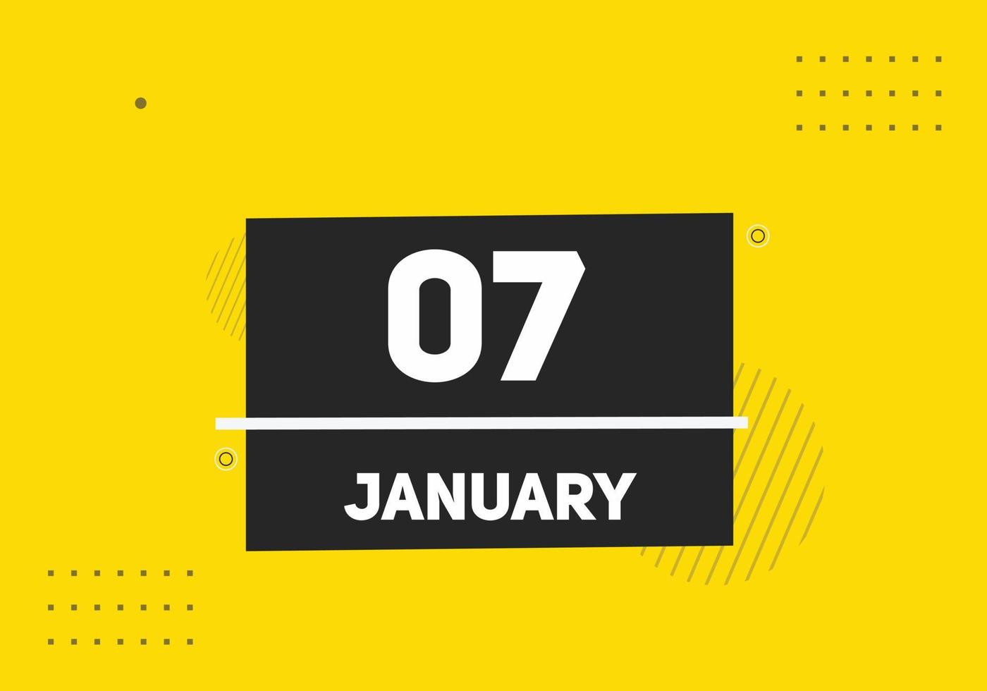 Recordatorio del calendario del 7 de enero. Plantilla de icono de calendario diario del 7 de enero. plantilla de diseño de icono de calendario 7 de enero. ilustración vectorial vector