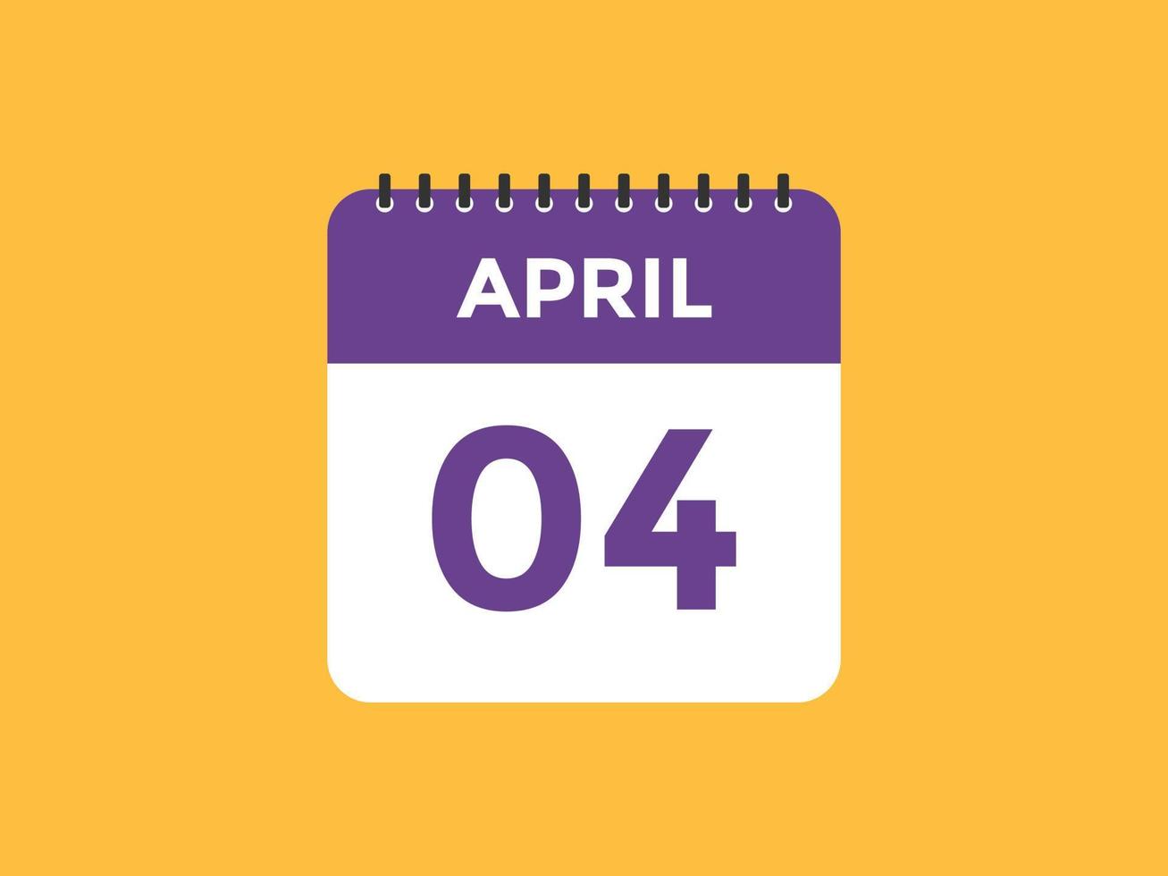 april 4 calendar reminder. 4th april daily calendar icon template. Calendar 4th april icon Design template. Vector illustration