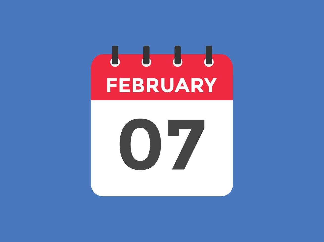 february 7 calendar reminder. 7th february daily calendar icon template. Calendar 7th february icon Design template. Vector illustration