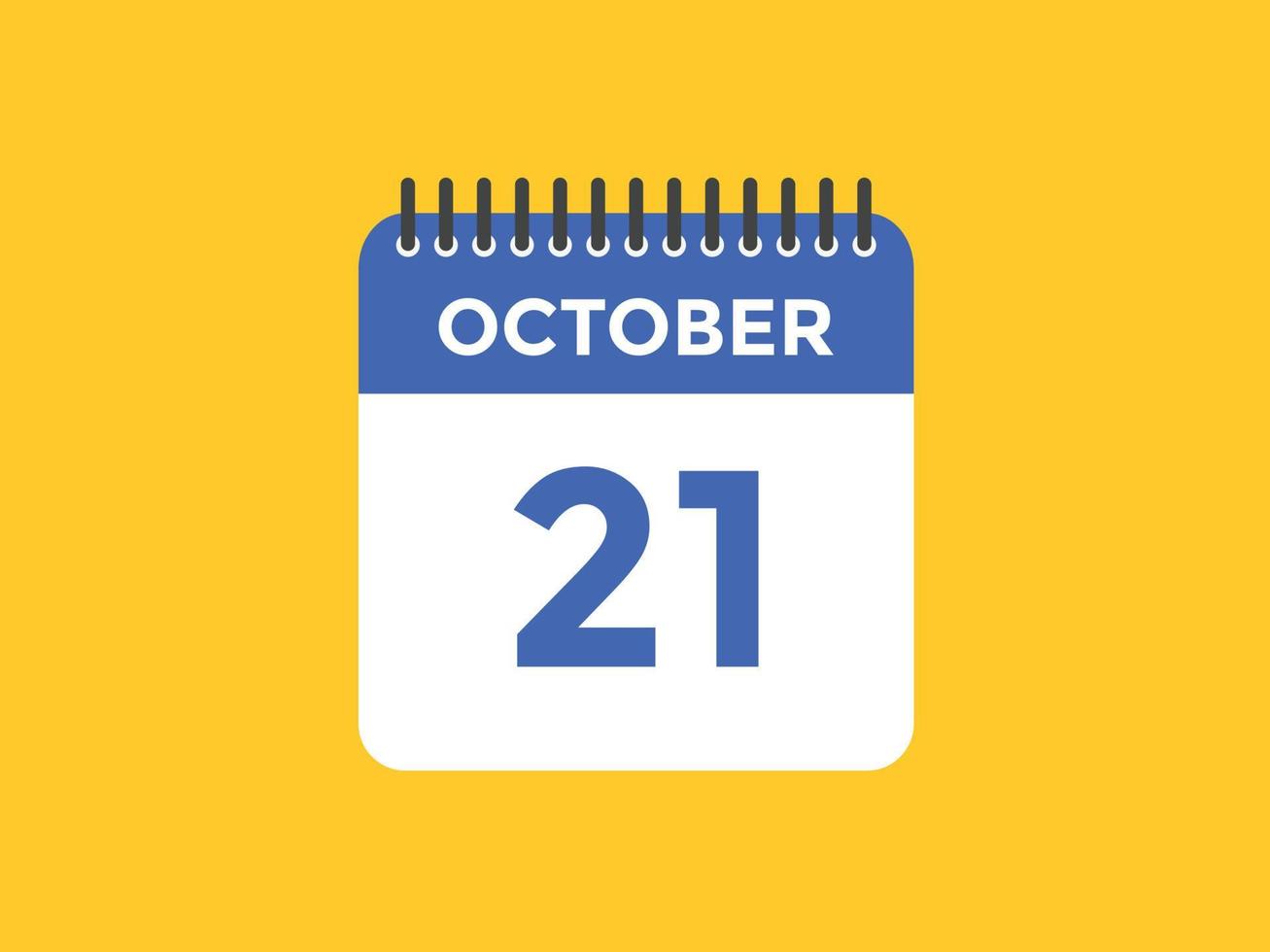 Recordatorio del calendario del 21 de octubre. Plantilla de icono de calendario diario del 21 de octubre. plantilla de diseño de icono de calendario 21 de octubre. ilustración vectorial vector