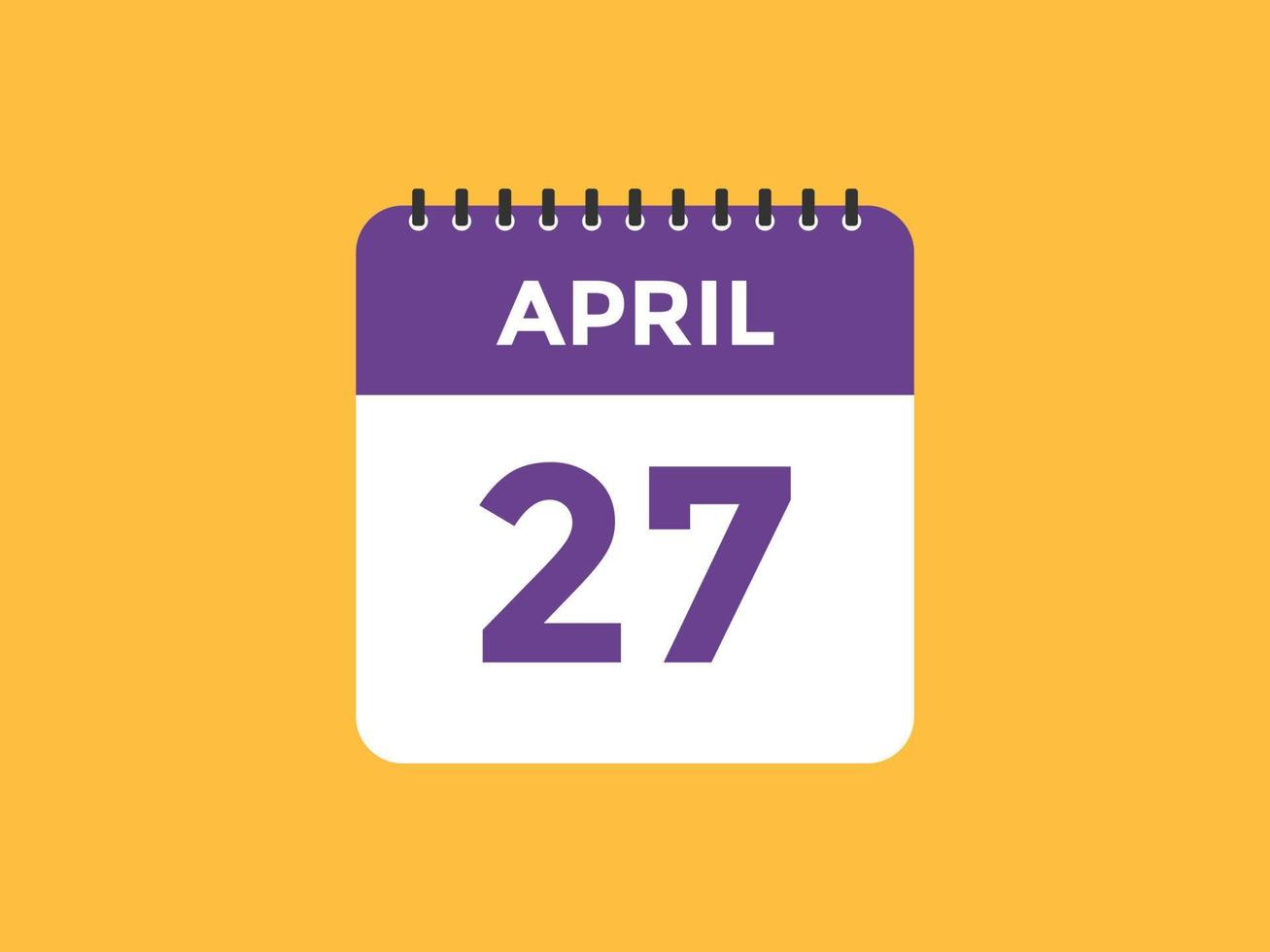 april 27 calendar reminder. 27th april daily calendar icon template