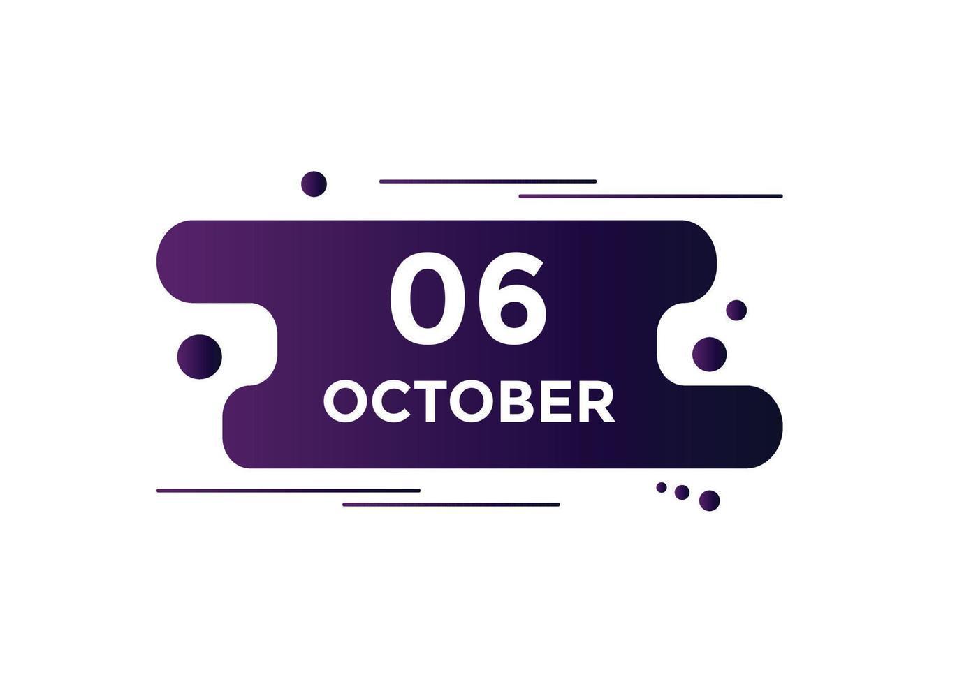 october 6 calendar reminder. 6th october daily calendar icon template. Calendar 6th october icon Design template. Vector illustration