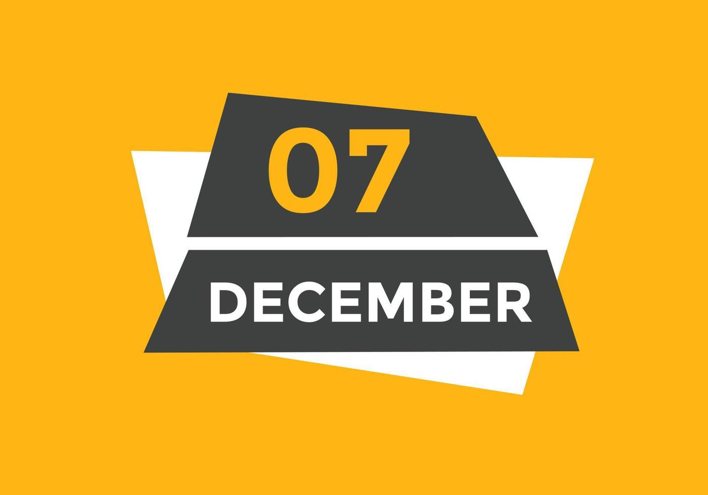 december 7 calendar reminder. 7th december daily calendar icon template. Calendar 7th december icon Design template. Vector illustration 11053069 Vector Art at Vecteezy