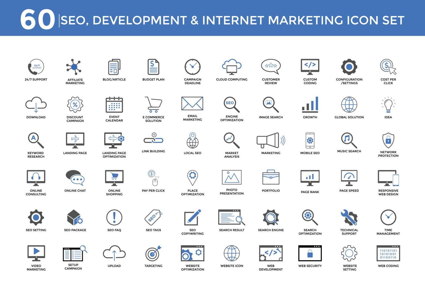 set of SEO icons Vector illustration