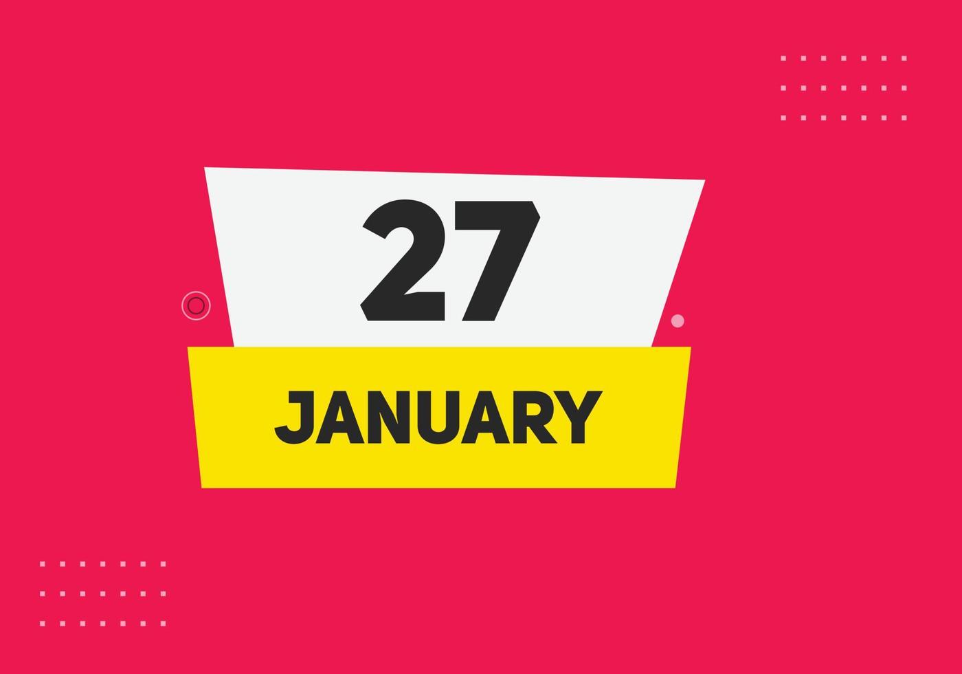 january 27 calendar reminder. 27th january daily calendar icon template. Calendar 27th january icon Design template. Vector illustration