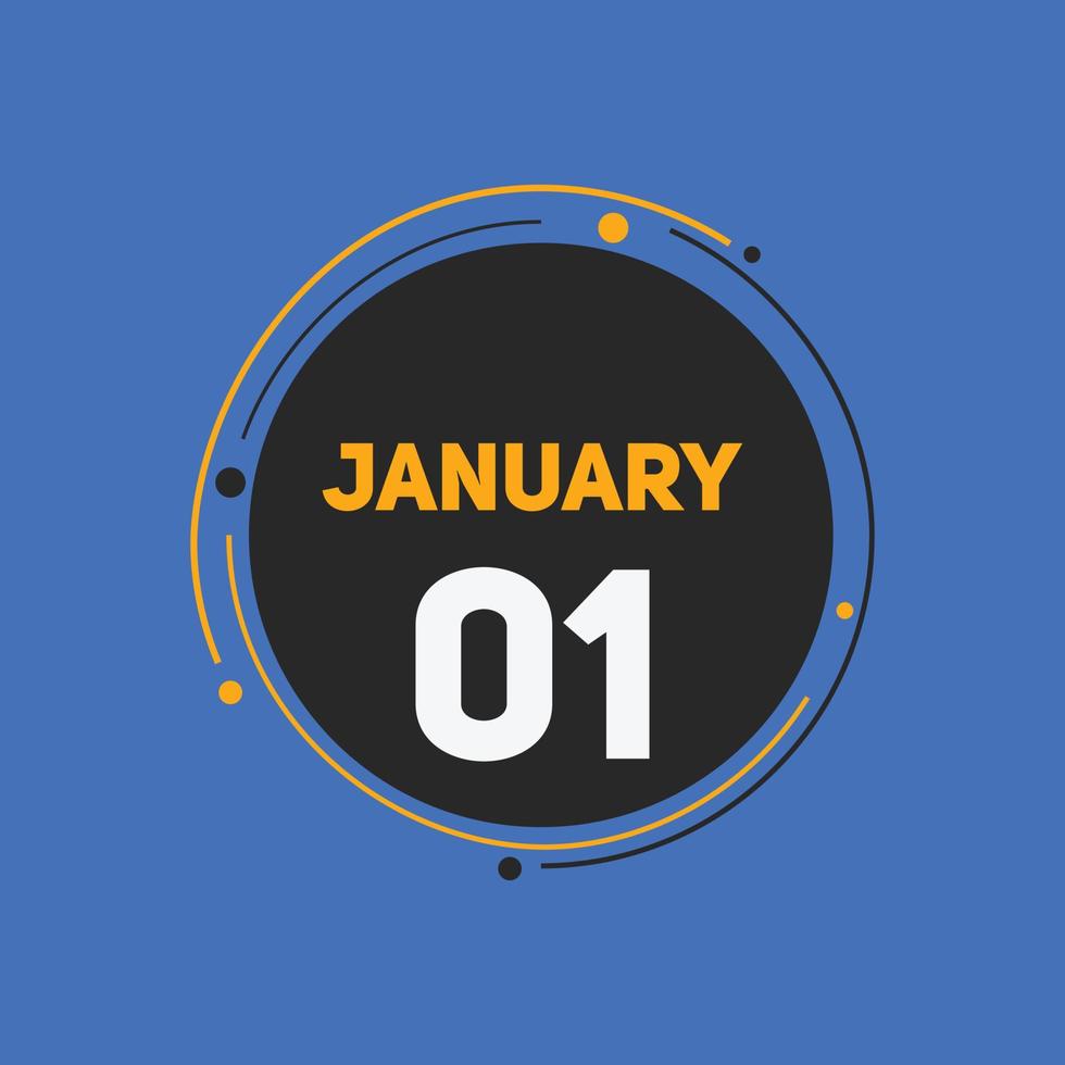 january 1 calendar reminder. 1st january daily calendar icon template. Calendar 1st january icon Design template. Vector illustration