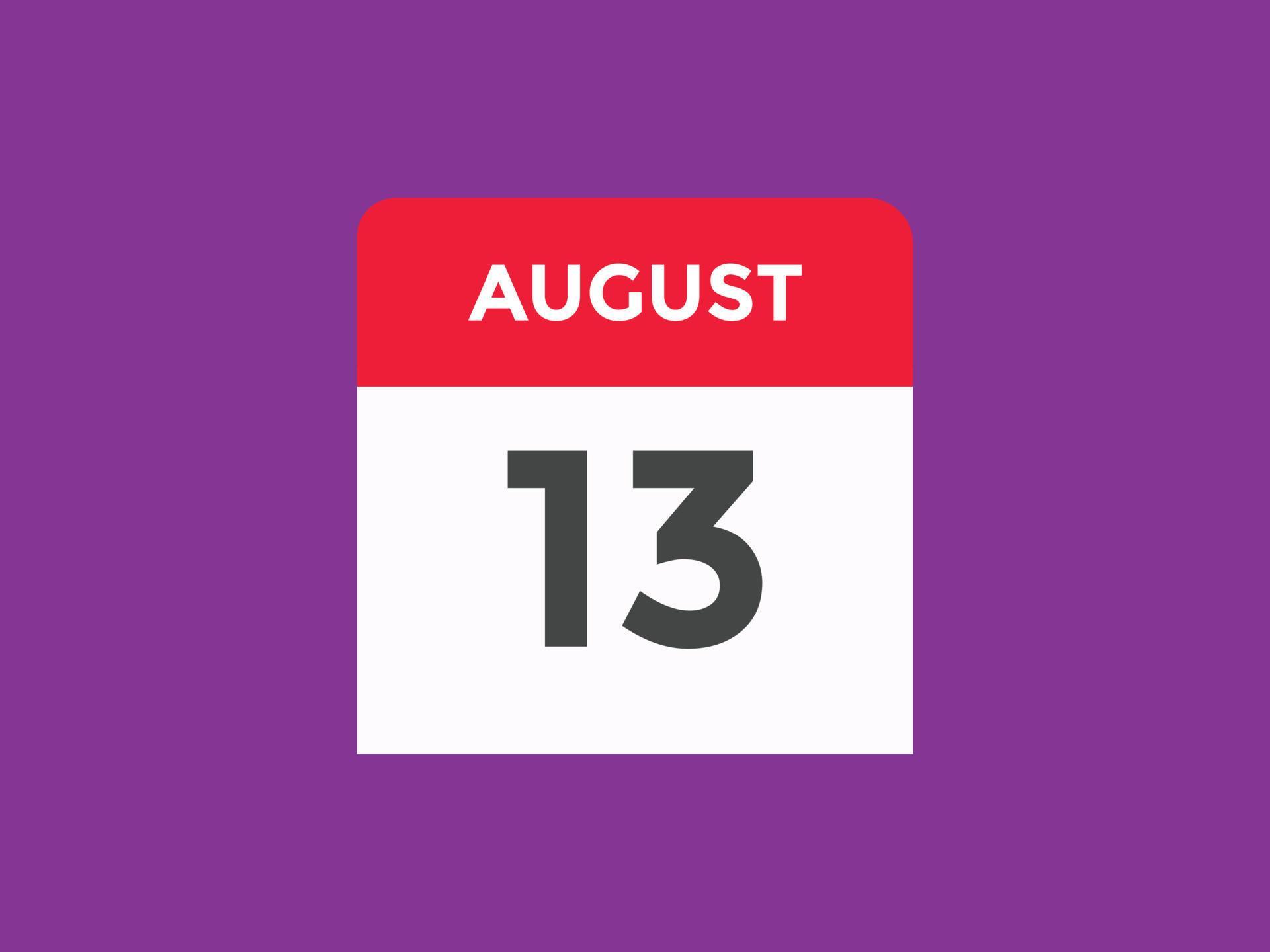 august 13 calendar reminder 13th august daily calendar icon template august 13 calendar reminder 13th august daily calendar icon template