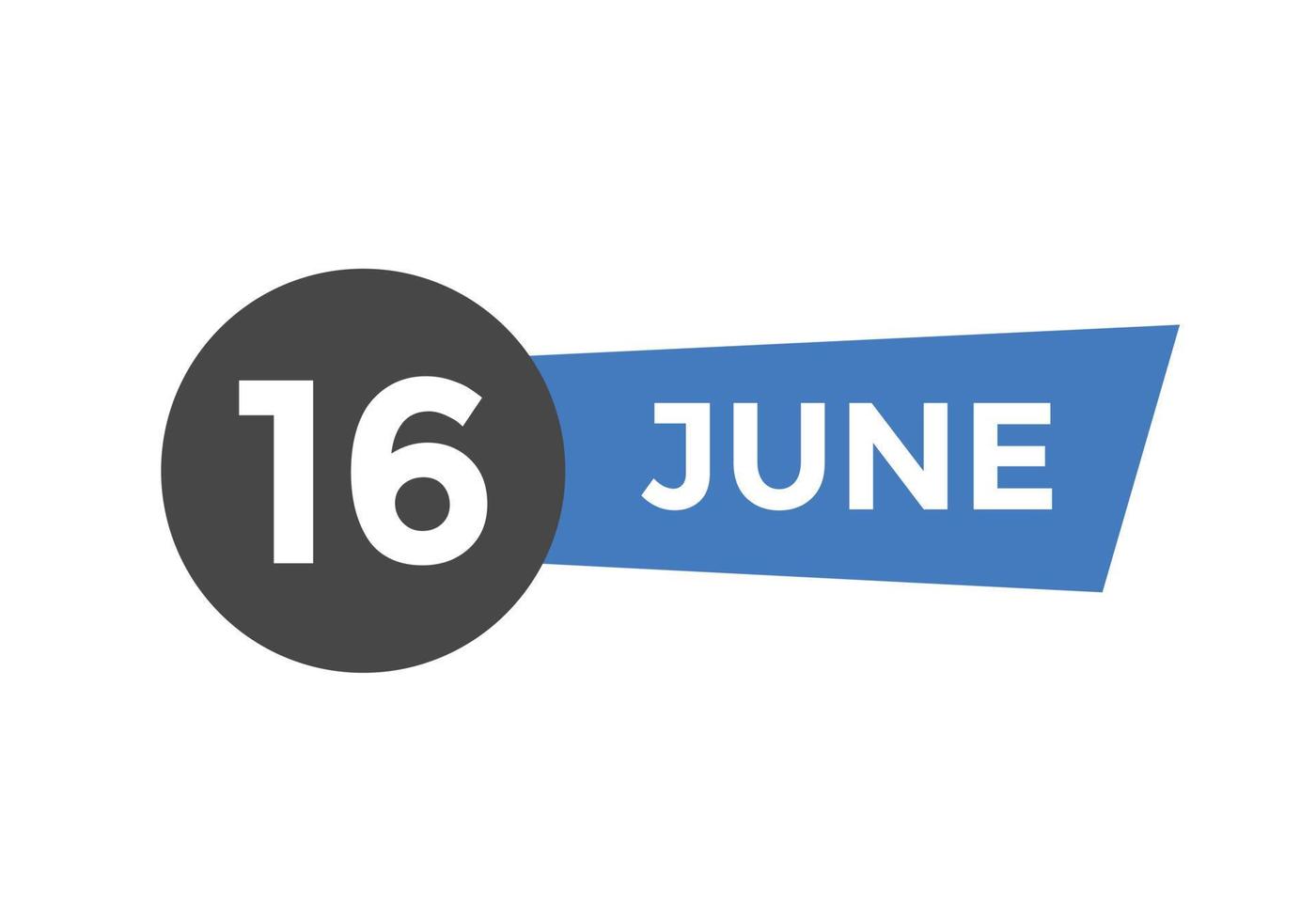 june 16 calendar reminder. 16th june daily calendar icon template. Calendar 16th june icon Design template. Vector illustration