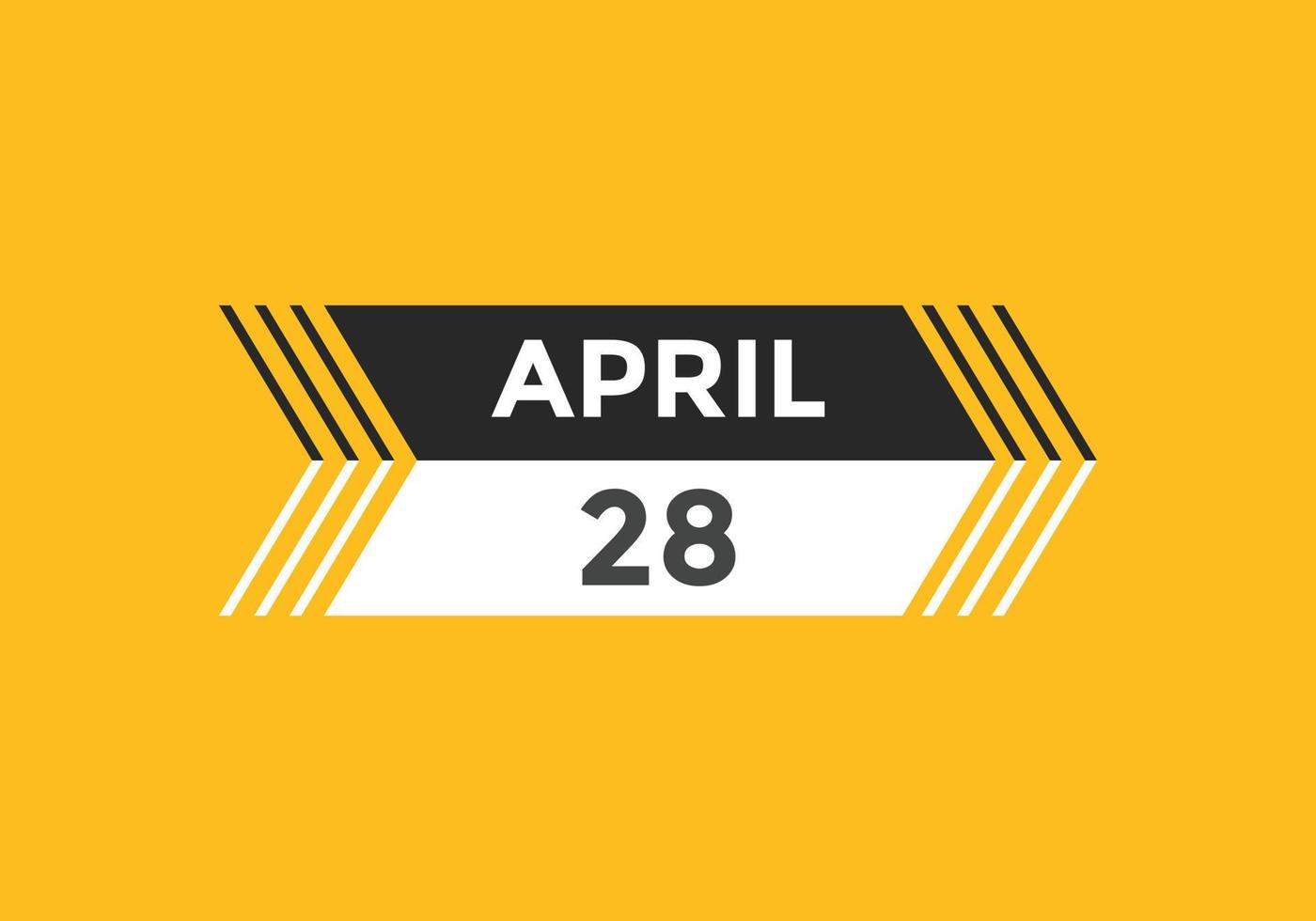 28 de abril calendario recordatorio. Plantilla de icono de calendario diario del 28 de abril. calendario 28 de abril plantilla de diseño de iconos. ilustración vectorial vector